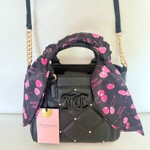 NWT JUICY COUTURE HOLDING THE LINE MINI BAG CROSSBODY W CHERRY SCARF BLACK